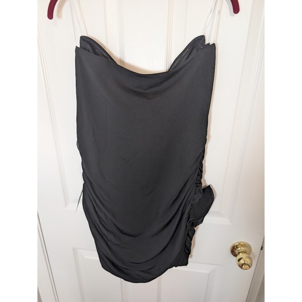 Lulus Black Strapless Dress Rosette Mini Dress Bodycon Party Cocktail‎ XL New - Picture 5 of 8